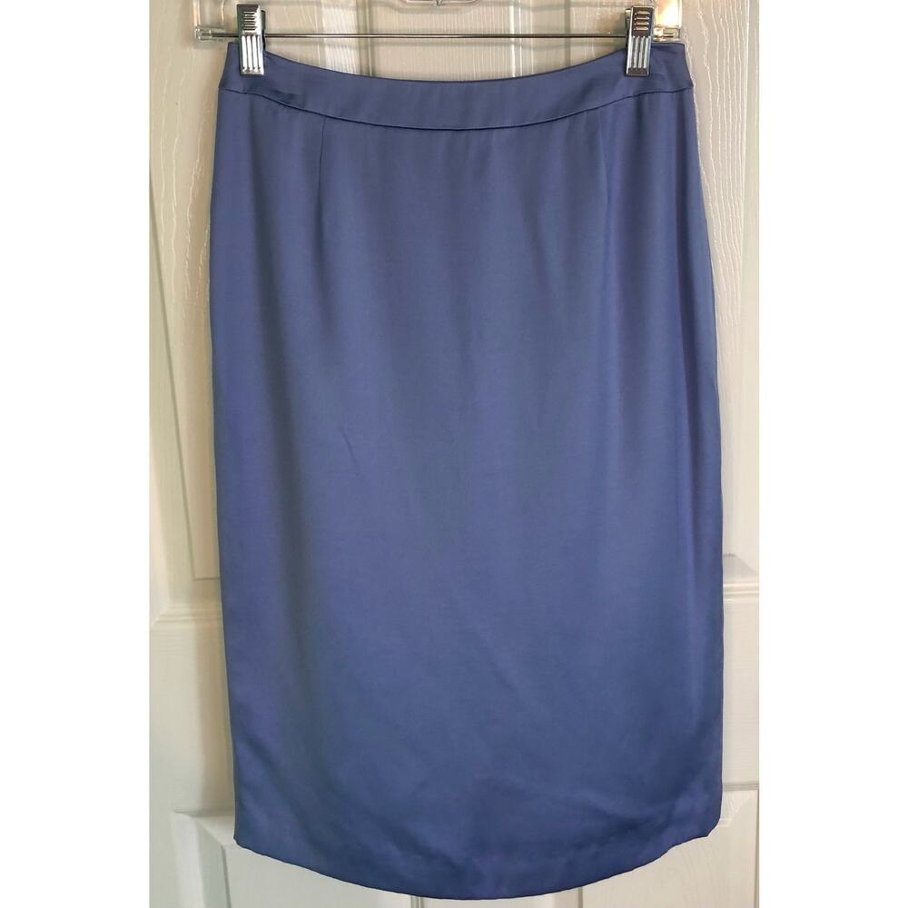 Talbots Petites Silk Blend Lavender Skirt Back Zipper Midi Length - Size 4